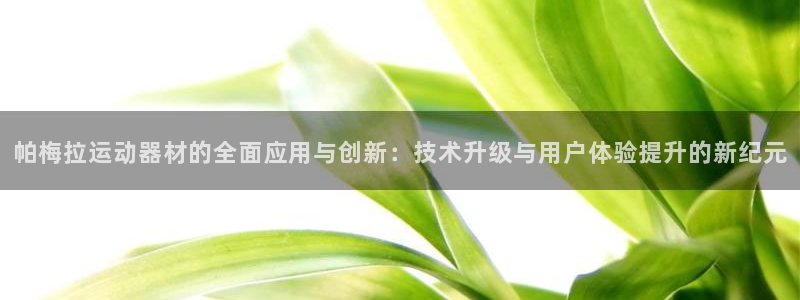 凯捷体育官方客服电话：帕梅拉运动器材的全面应用与创新：技术升